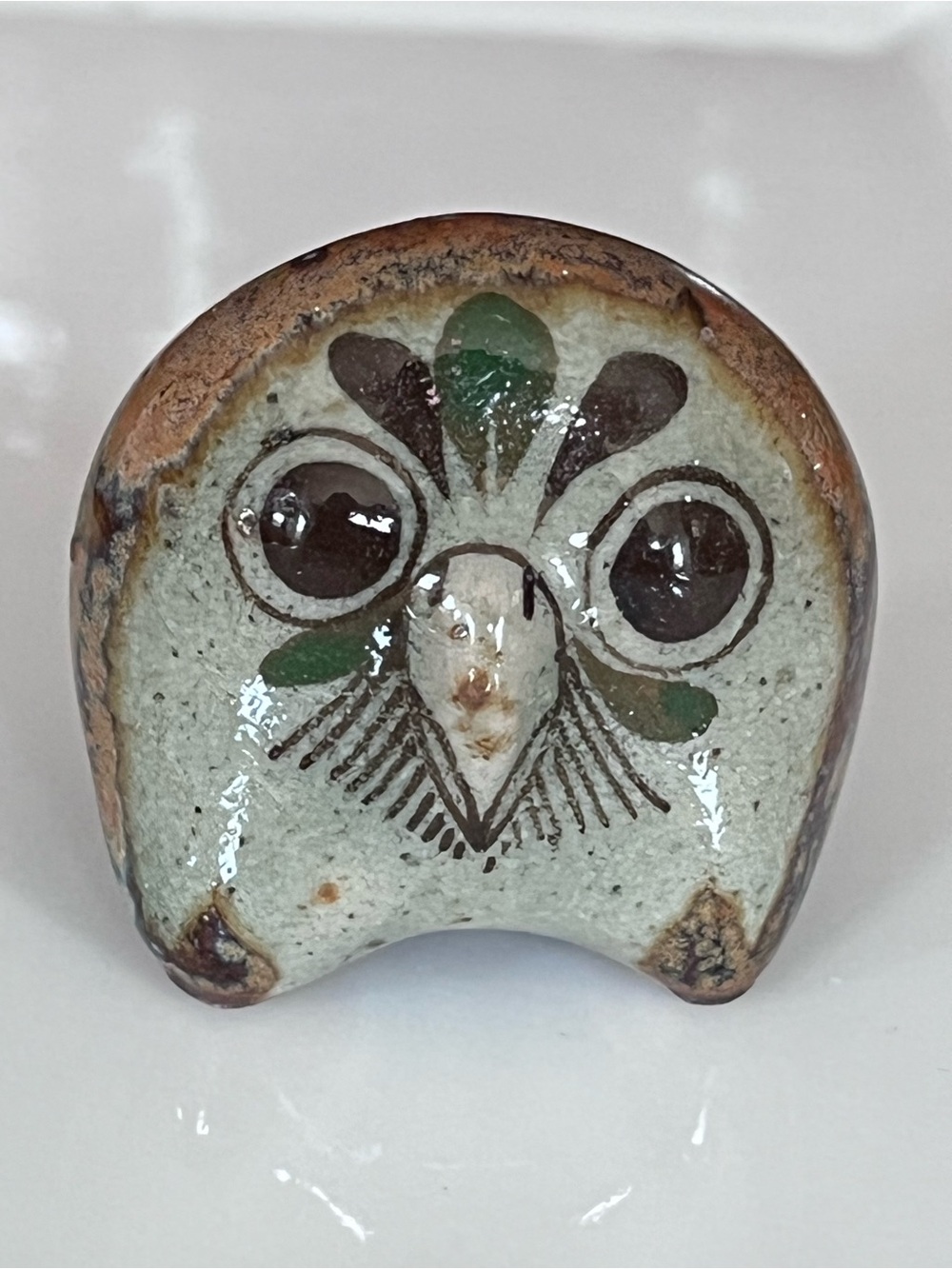Handmade Tonala Owl Ceramic Figurine Signed Jorge Wilmot 2”